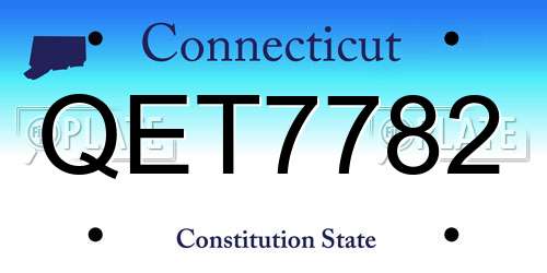 QET7782 Connecticut License Plate