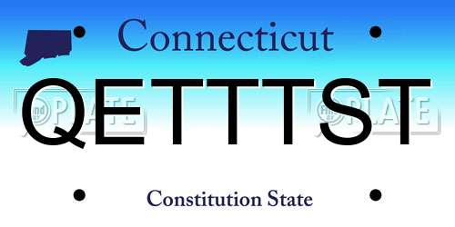 QETTTST Connecticut License Plate