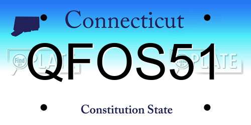 QFOS51 Connecticut License Plate
