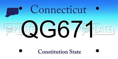 QG671 Connecticut License Plate