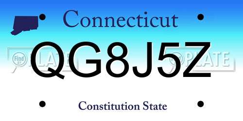 QG8J5Z Connecticut License Plate