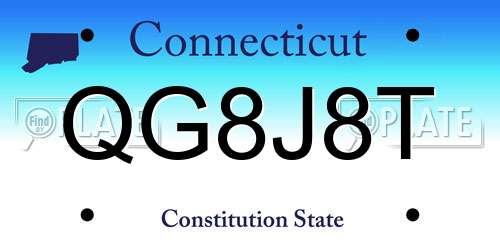 QG8J8T Connecticut License Plate