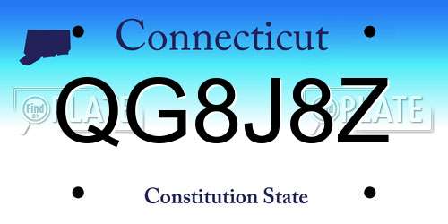 QG8J8Z Connecticut License Plate