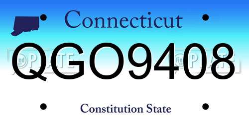 QGO9408 Connecticut License Plate