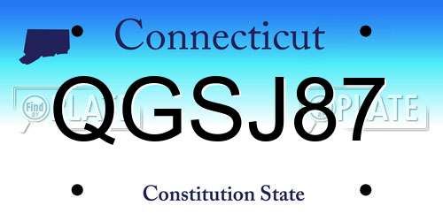 QGSJ87 Connecticut License Plate