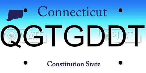 QGTGDDT Connecticut License Plate