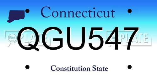QGU547 Connecticut License Plate
