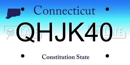 QHJK40 Connecticut License Plate