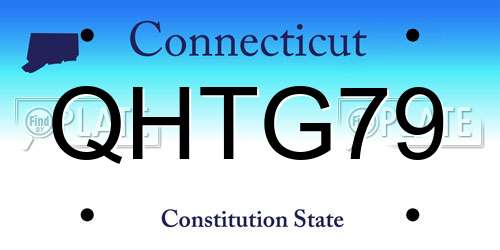 QHTG79 Connecticut License Plate