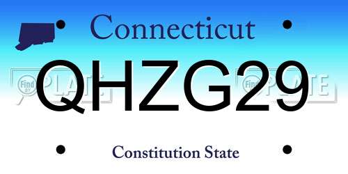 QHZG29 Connecticut License Plate