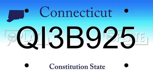 QI3B925 Connecticut License Plate