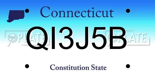 QI3J5B Connecticut License Plate