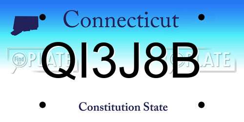 QI3J8B Connecticut License Plate