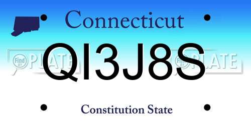 QI3J8S Connecticut License Plate
