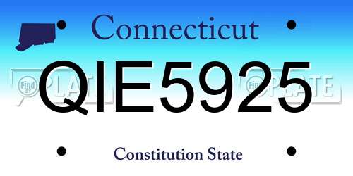 QIE5925 Connecticut License Plate