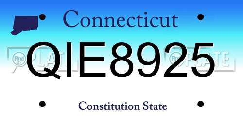 QIE8925 Connecticut License Plate