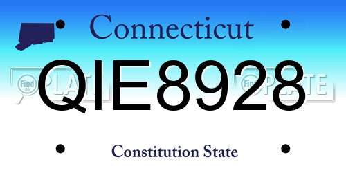 QIE8928 Connecticut License Plate