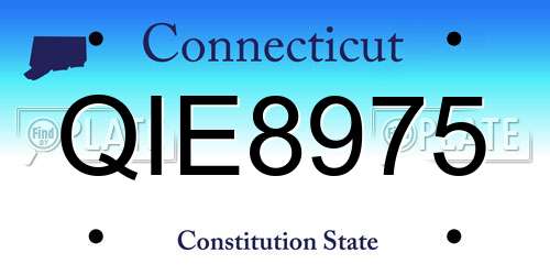 QIE8975 Connecticut License Plate