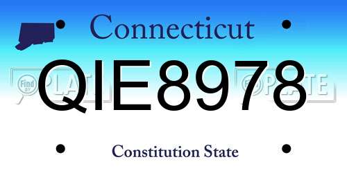 QIE8978 Connecticut License Plate