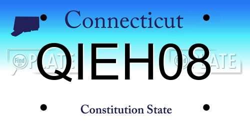QIEH08 Connecticut License Plate