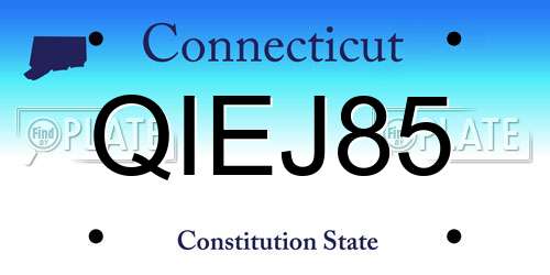 QIEJ85 Connecticut License Plate