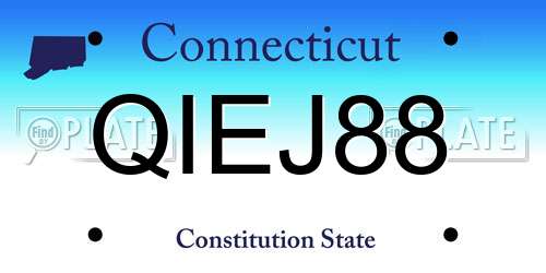 QIEJ88 Connecticut License Plate