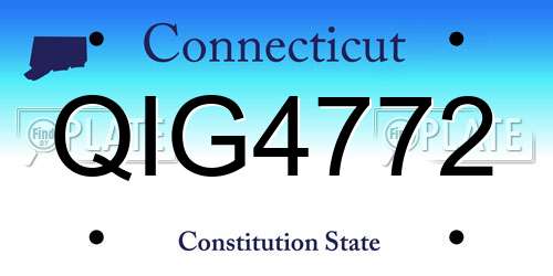 QIG4772 Connecticut License Plate