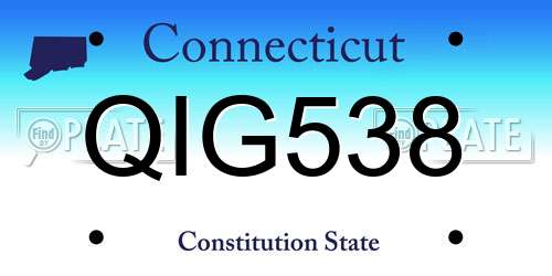 QIG538 Connecticut License Plate