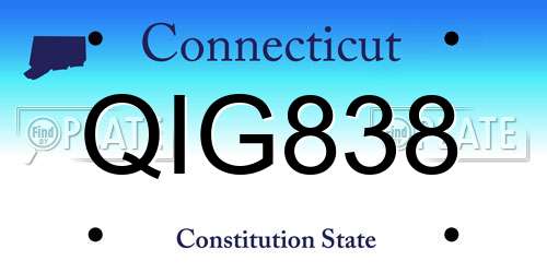 QIG838 Connecticut License Plate