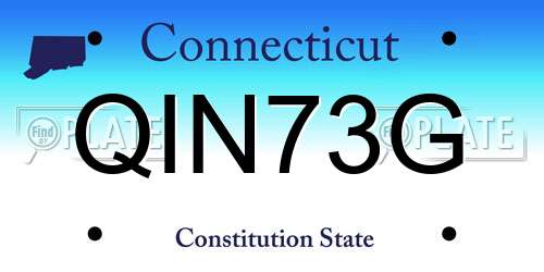QIN73G Connecticut License Plate