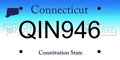 QIN946 Connecticut License Plate