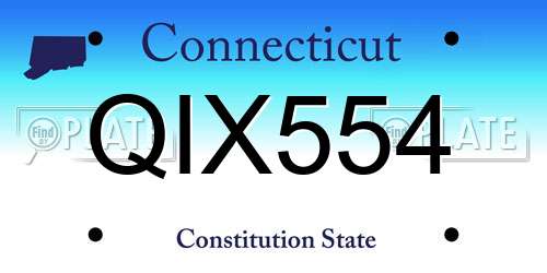 QIX554 Connecticut License Plate