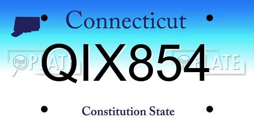 QIX854 Connecticut License Plate