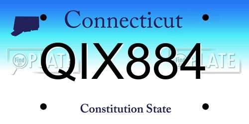 QIX884 Connecticut License Plate