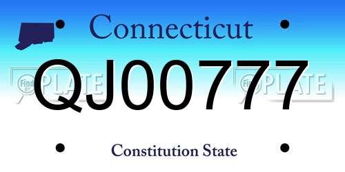 QJ00777 Connecticut License Plate