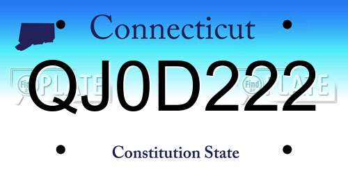 QJ0D222 Connecticut License Plate