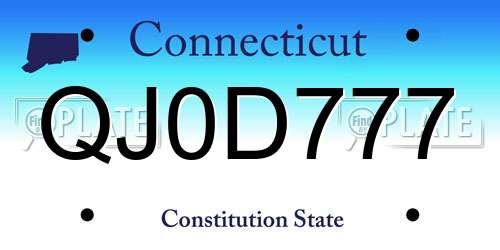 QJ0D777 Connecticut License Plate