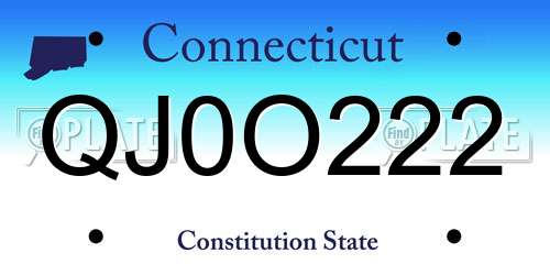 QJ0O222 Connecticut License Plate