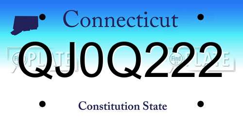 QJ0Q222 Connecticut License Plate