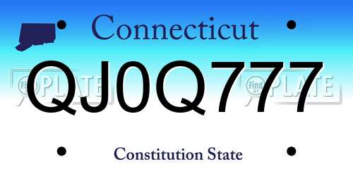 QJ0Q777 Connecticut License Plate