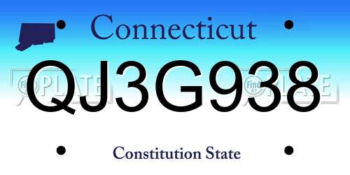 QJ3G938 Connecticut License Plate