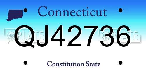 QJ42736 Connecticut License Plate