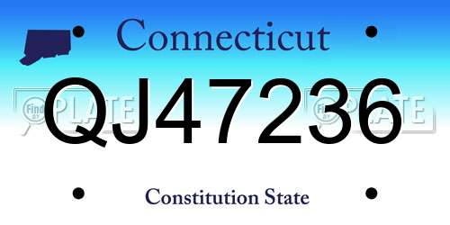 QJ47236 Connecticut License Plate