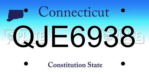 QJE6938 Connecticut License Plate