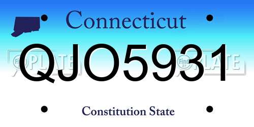 QJO5931 Connecticut License Plate