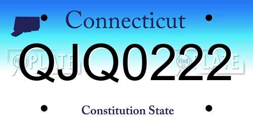 QJQ0222 Connecticut License Plate