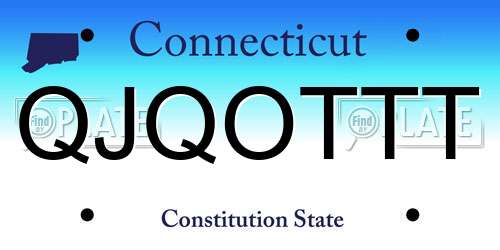 QJQOTTT Connecticut License Plate