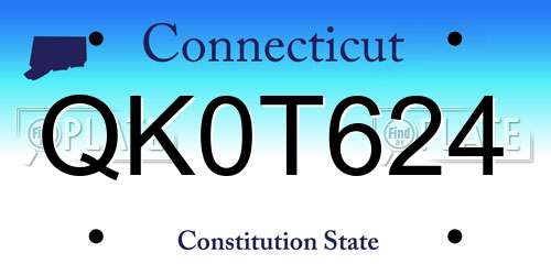 QK0T624 Connecticut License Plate