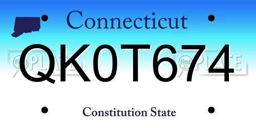 QK0T674 Connecticut License Plate