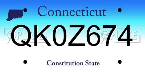 QK0Z674 Connecticut License Plate